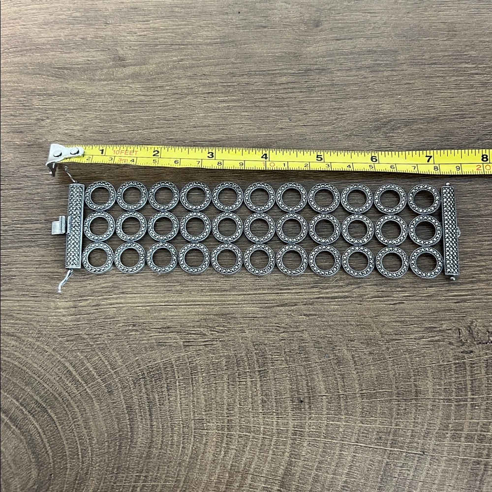 925 Sterling Silver Circle Link Statement Bracele… - image 5